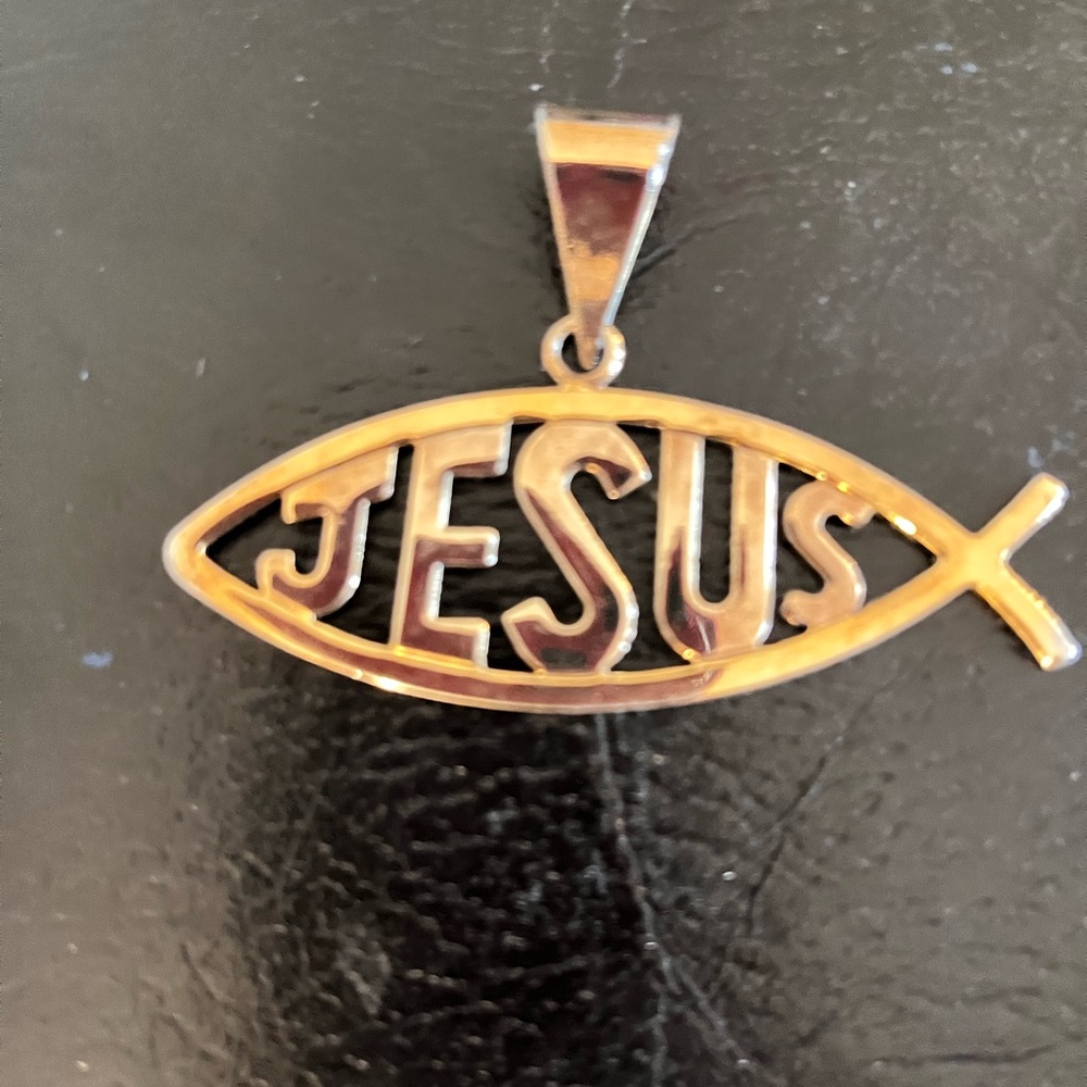 Gold and silver Jesus Fish Pendant